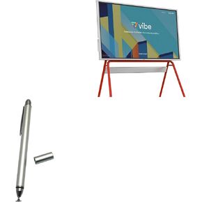 BoxWave Stylus Pen Compatible with Vibe Smart Whiteboard (55 in) - DualTip Capacitive Stylus, Fiber Tip Disc Tip Capacitive Stylus Pen - Metallic Silver