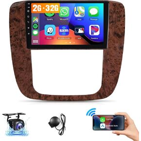 Leadfan Car Stereo for GMC Yukon Chevrolet Chevy Silverado Tahoe Suburban 2007 2008 2009 2010 2011 2012 with CarPlay/Android Auto 9 Inch Head Unit Android Radio with GPS/WiFi/AHD Backup Camera/SWC