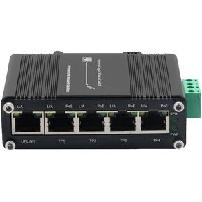 5 Port PoE Ethernet Switch - Industrial-Grade Gigabit Switch with 4 POE Ports & 1 Uplink, Unmanaged Network Hub, Plug and Play, DIN Rail Mount,20 Gbps Non-Blocking,Ideal for CCTV IP Cameras