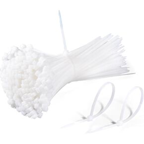 White Zip Ties 12 Inch Heavy Duty 2000 Pack 50 lbs Tensile Strength UV Resistant Industrial Cable Ties 12" Zipties Self Locking Clear Nylon Plastic Wire Ties Wraps for Outdoor and Indoor Use