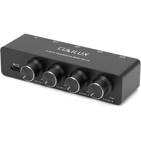 Cubilux 4-Way Headphone Amplifier 3.5mm with Volume Adjustment,Multiple Headphone Jack Splitter for Share Music,Headphone Amplifier for Speaker Earphones Laptop MP3 Player-5V DC Power Supply