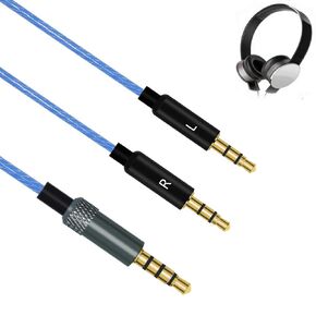 سلك كابل صوت ترقية Sqrmekoko OFC لسماعات Sol Republic Master Tracks HD V8 V10 V12 X3 (أزرق)