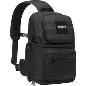 MOSISO Camera Sling Bag, DSLR/SLR/Mirrorless Tactical Camera Crossbody Bag Case Photography Slingpack with Tripod Holder & Removable Modular Inserts Compatible with Canon/Nikon/Sony/Fuji, Army Green