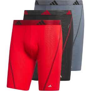 adidas Men's Performance Mesh Long Boxer Brief Underwear (3-Pack) for Active Sport and All Day Comfort, Soft Breathable Fabric, Black/Onix Grey/Black, XX-Large