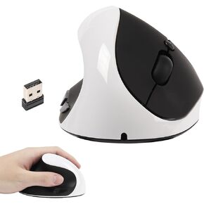 ماوس عمودي لاسلكي لليد اليسرى، فأرة كمبيوتر بصرية مريحة 2.4 جيجا هرتز مع جهاز استقبال USB و3 نقاط لكل بوصة قابلة للتعديل، ماوس لاسلكي محمول قابل لإعادة الشحن لأجهزة الكمبيوتر المحمول والكمبيوتر المحمول، أسود in Kuwait