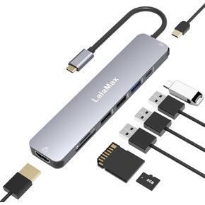 USB C HUB(8-in-1), USB C to HDMI4K60 SD/TF USB A PD, Compatible with USB C Port, USB C and 3 USB A Data Ports,SD/TF Card Reader for MacBook Pro Inch, MacBook Air and More