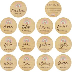 14 Pieces Wooden Newborn Baby Announcement Sign Wood Baby Milestone Gift Cards Hello World Newborn Baby Name Signs Baby Shower Birth Announcement Sign
