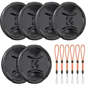 K&F Concept 58mm Front Lens Cap Cover Kit, 12-in-1 Non-Spring Center Pinch Lens Cover + Anti-Loss Keeper Compatible with Canon, Nikon, Sony, Fujifilm Camera Lenses with 58mm Thread