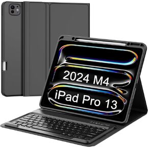 for iPad Pro 13 inch Case 2024 with Keyboard, Magnetic Detachable Wireless Keyboard, Slim Smart Folio Cover with Pencil Holder for iPad Pro 13'' M4, Multi-Viewing Angles, Auto Sleep/Wake