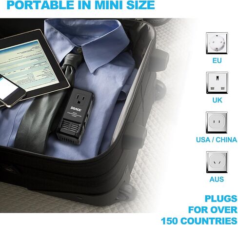 DOACE C8 2000W محول جهد السفر 220 فولت إلى 110 فولت لمجفف الشعر ومكواة البخار، محول طاقة عالمي 8A مع الكل في واحد في المملكة المتحدة/الاتحاد الأفريقي/الولايات المتحدة/الاتحاد الأوروبي شاحن جداري عالمي للكمبيوتر المحمول والكمبيوتر اللوحي والهاتف الخلوي in Kuwait