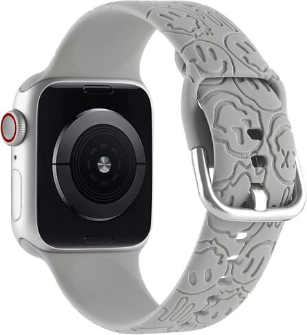 حزام سيليكون منقوش عليه زهور الهالوين متوافق مع ساعة Apple 38 مم 40 مم 41 مم للنساء والرجال، نمط جمجمة مطبوع بالليزر من السيليكون الناعم الأساور الرياضية البديلة لسلسلة iWatch SE 9 8 7 6 5 4 3 2 1 in Kuwait