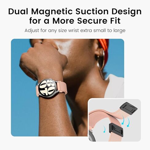 Goton Magnetic Elastic Band for Samsung Galaxy Watch 7 6 5 4 FE 40m 44mm / Ultra 47mm / Watch6 Classic 43mm 47mm / 5 Pro 45mm / 4 Classic 42mm 46mm, 20mm Stretchy Nylon Strap for Men Women in Kuwait