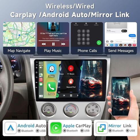 8 Core 4G 64G 10.1 INCH Android Car Stereo Carplay for Toyota Camry 2006-2011, Rimoody Car Radio Touchscreen GPS 4G WiFi Bluetooth FM DSP-36 Mirror Link 59-UI Themes AHD Backup Camera in Saudi Arabia