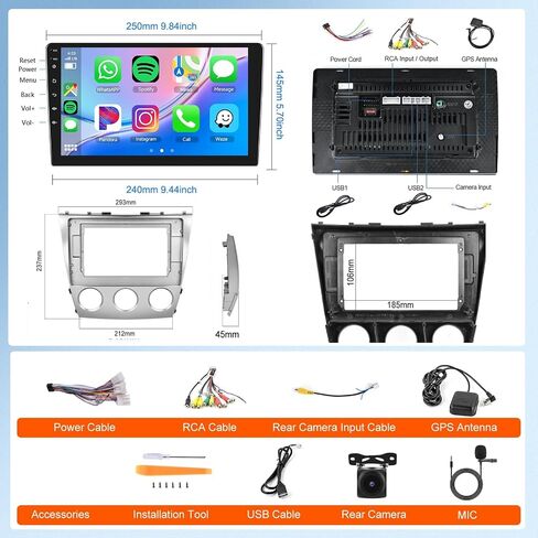 8 Core 4G 64G 10.1 INCH Android Car Stereo Carplay for Toyota Camry 2006-2011, Rimoody Car Radio Touchscreen GPS 4G WiFi Bluetooth FM DSP-36 Mirror Link 59-UI Themes AHD Backup Camera in Saudi Arabia