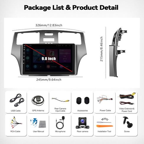 CAMECHO 2+64G Android 13 Car Stereo for Lexus ES250 ES300 ES330 2001-2006, CarPlay Radio & Android Auto Car Radio, 9" Touch Screen in-Dash GPS with Bluetooth HiFi WiFi FM/RDS SWC Mirror Link in Saudi Arabia