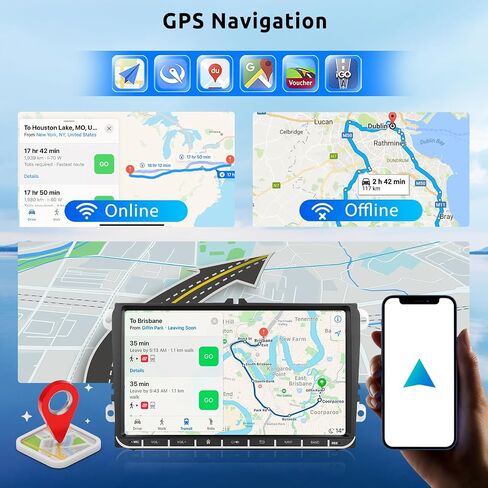 2G+64G Wireless CarPlay Car Radio Stereo 9 inch Touch Screen Android Head Unit for VW Passat Jetta Golf Polo Caddy Tiguan Seat Skoda Support Bluetooth GPS SWC USB Andriod Auto Backup Camera in Saudi Arabia