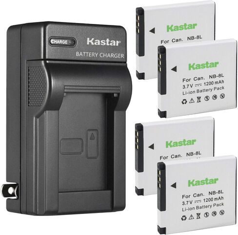 استبدال شاحن بطارية حائط تيار متردد من Kastar لبطارية Canon NB-8L NB8L، بطارية NB-8LH NB8LH، شاحن Canon CB-2LA، شاحن CB-2LAE، Canon PowerShot A2200، PowerShot A3000 هو، PowerShot A3100 هو الكاميرات in Kuwait