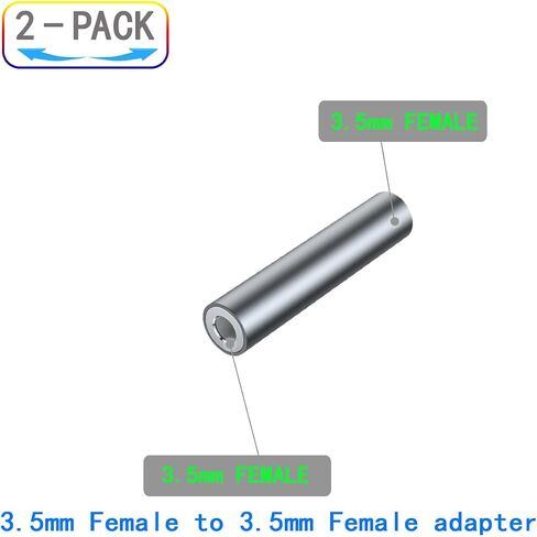2 Pack 3.5mm Female to Female Audio Adapter，3.5mm 1/8" TRRS Stereo Adapter 3.5mm Stereo Plug Male Coupler Gold Plated Connectors, for Mobile Phones,Tablets,Car Audio,Speakers (F to F) in Saudi Arabia