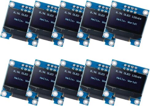 10PCS 0.96" OLED Module 12864 128x64 OLED Display SSD1306 Driver I2C IIC Serial Self-Luminous Display Board Compatible with Arduino Raspberry PI (10PCS, Blue) in Saudi Arabia