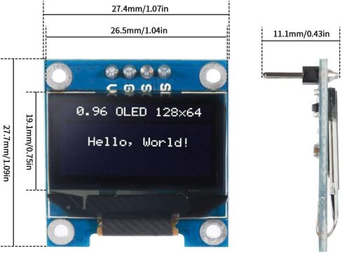 10PCS 0.96" OLED Module 12864 128x64 OLED Display SSD1306 Driver I2C IIC Serial Self-Luminous Display Board Compatible with Arduino Raspberry PI (10PCS, Blue) in Saudi Arabia