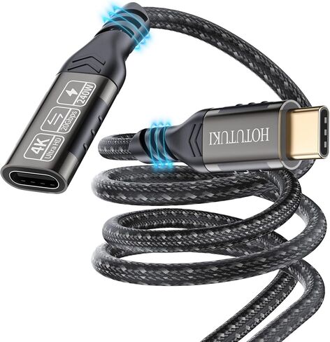 كابل تمديد USB c بطول 16.5 قدم/5 متر، كابل تمديد USB طويل، سلك بيانات مضفر موسع من الذكور إلى الإناث، كابل تمديد USB من النوع c 100 واط PD شحن سريع 20 جيجابت في الثانية، سلك تمديد هاتف أنثى؛ in Kuwait