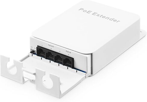 Outdoor Gigabit PoE Passthrough Switch, 1 PoE in 4 PoE Out Extender, IEEE802.3af/at/bt PoE Powered 90W, 10/100/1000Mbps Ethernet, Wall Mount Waterproof Plug and Play in Saudi Arabia