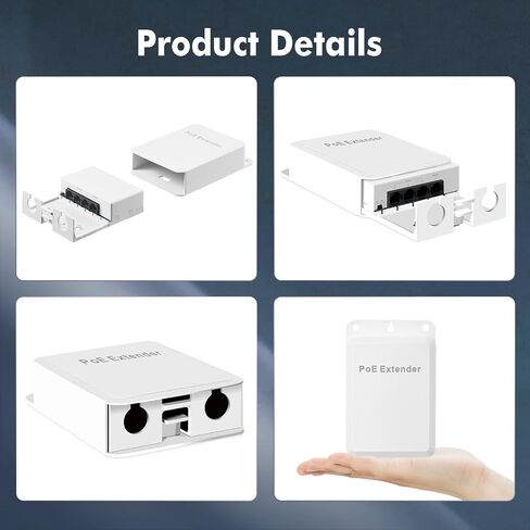 Outdoor Gigabit PoE Passthrough Switch, 1 PoE in 4 PoE Out Extender, IEEE802.3af/at/bt PoE Powered 90W, 10/100/1000Mbps Ethernet, Wall Mount Waterproof Plug and Play in Saudi Arabia