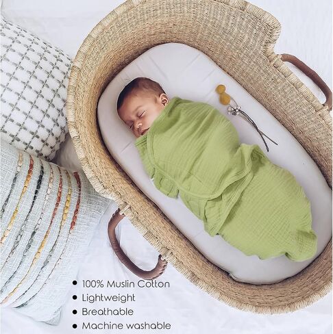 Organic Ultra Soft Muslin Baby Swaddles for Newborn Babies, 3-Pack Adjustable Infant Sleep Sack wrap (Gentle Style, 0-3 Months) in Kuwait
