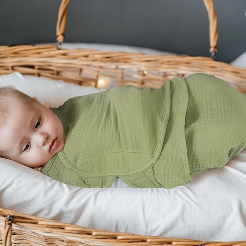 Organic Ultra Soft Muslin Baby Swaddles for Newborn Babies, 3-Pack Adjustable Infant Sleep Sack wrap (Gentle Style, 0-3 Months) in Kuwait