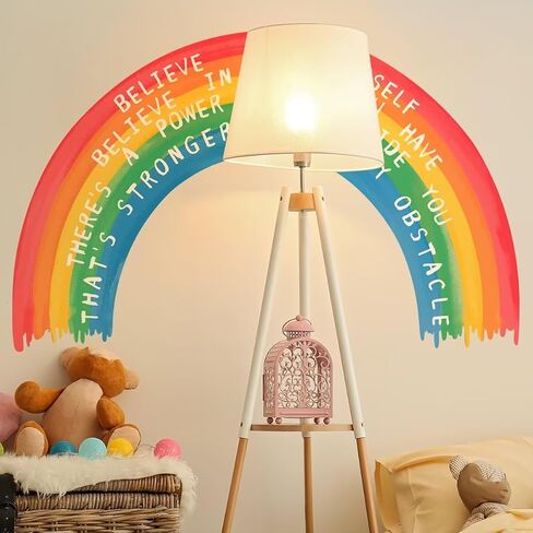 Large Rainbow Wall Decals with Inspirational Quotes Peel and Stick Wall Stickers Watercolor Rainbow Motivational Sayings Vinyl Wall Art for Girls Kids Bedroom Nursery Playroom Classroom in Saudi Arabia