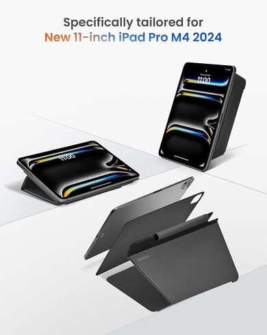 حافظة Tomtoc iPad Pro قابلة للفصل لجهاز iPad Pro M4 الجديد مقاس 11 بوصة لعام 2024 فقط، لوحة حماية نحيفة قابلة للفصل و4 أوضاع مع مادة الألياف الزجاجية خفيفة للغاية، تدعم Apple Pencil Pro والاستيقاظ/النوم التلقائي in Kuwait