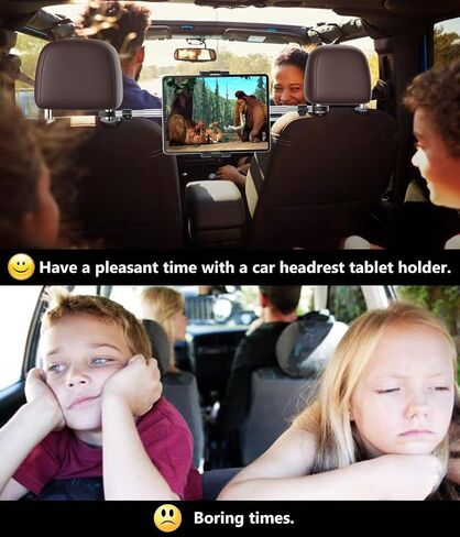 YOOZ Car Headrest Tablet Holder, Car Back Seat Tablet Mount Kids [Stretchable & Ultra-Stable] Between Seats Tablet Stand for Switch, iPad Pro Air Mini, Lenovo, iPhone, 4-12.9" Tablets & Phones in Saudi Arabia
