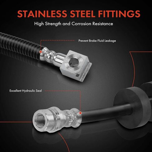 A-Premium Front Driver Side Brake Hydraulic Hose Compatible with Select Ford Models - Focus 2008-2011, Taurus X 2008-2009 - Replace# AS4Z2078A in Kuwait