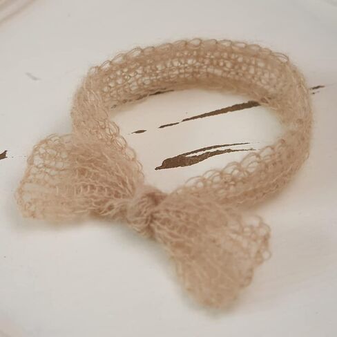 Zeroest Baby Photography Props Bow Headband Newborn Boy Girl صورة التقطت ملابس الرضع الكروشيه محبوك الموهير غطاء الرأس (بيج) in Kuwait