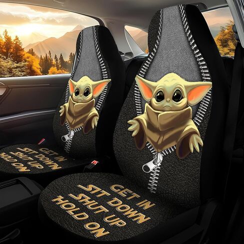 شخصية كرتونية لطيفة 2 أغطية مقاعد السيارة الأمامية لسيارة شاحنة سيدان سيارات الدفع الرباعي، أغطية مقاعد السيارات المتينة، أغطية مقاعد دلو قابلة للتنفس، ملحقات داخلية واقية in Kuwait