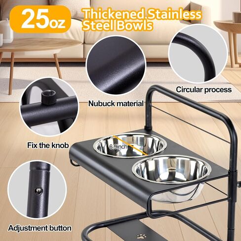 Elevated Dog Bowl,4 Heights Adjustable Raised Dog Bowl with 2 Stainless Steel Dog Food Bowls, Raised Dog Food Bowl Stand Perfect for Small,Medium and Large Dogs Adjusts to 3.7",8.5",10.8",12.8"(Gray) in Saudi Arabia