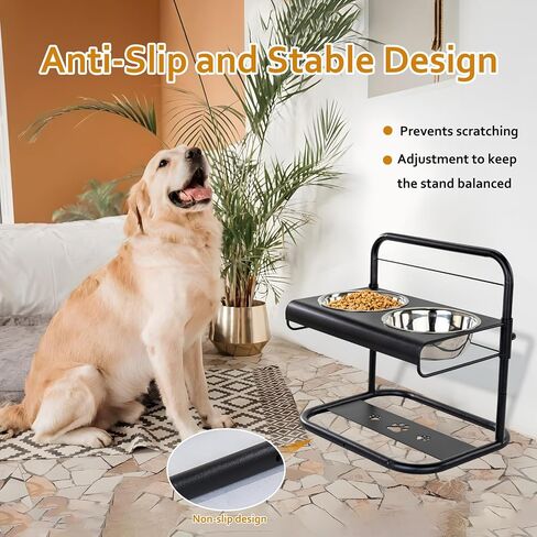 Elevated Dog Bowl,4 Heights Adjustable Raised Dog Bowl with 2 Stainless Steel Dog Food Bowls, Raised Dog Food Bowl Stand Perfect for Small,Medium and Large Dogs Adjusts to 3.7",8.5",10.8",12.8"(Gray) in Saudi Arabia