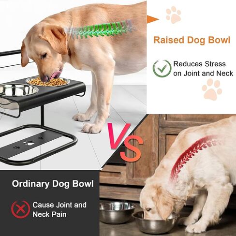 Elevated Dog Bowl,4 Heights Adjustable Raised Dog Bowl with 2 Stainless Steel Dog Food Bowls, Raised Dog Food Bowl Stand Perfect for Small,Medium and Large Dogs Adjusts to 3.7",8.5",10.8",12.8"(Gray) in Saudi Arabia