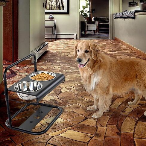 Elevated Dog Bowl,4 Heights Adjustable Raised Dog Bowl with 2 Stainless Steel Dog Food Bowls, Raised Dog Food Bowl Stand Perfect for Small,Medium and Large Dogs Adjusts to 3.7",8.5",10.8",12.8"(Gray) in Saudi Arabia