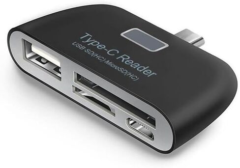 Type-C Card Reader, Multifunctional Smart 4 in 1 Laptop PC Durable Phone TF Micro SD with Micro USB Charge Port USB 3.1 Universal Type C Adapter OTG(Black) in Saudi Arabia