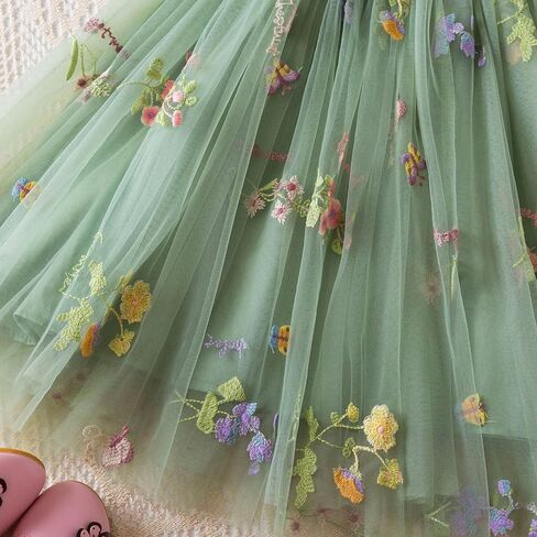 فستان TTYAOVO للفتيات الصغيرات من التول تنورة صيفية للأميرة الفراشة مقاس 110 (4 سنوات، 1973 وردي) in Kuwait