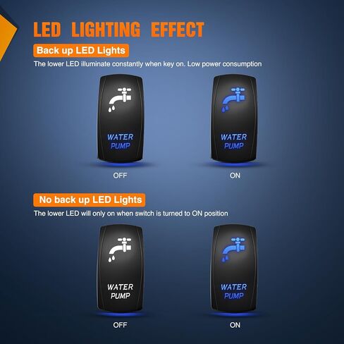 Nilight Auto Manual Rocker Switch Bilge Pump Switch Panel with LED 4 Pin On Off ON SPDT switches 20A/12V 10A/24V Switch for Marine Boat Yacht Caravan Fishing Boat Vessel RV Camper, 2 Years Warranty in Saudi Arabia