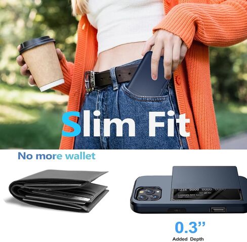 for iPhone 16 Pro Wallet Case with Card Holder + 2 Tempered Glass Screen Protector Protective Shockproof Hidden Card Slot Slim Case Women Men iPhone 16 Pro 6.3″ 2024 (Blue) in Saudi Arabia