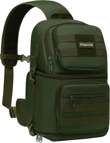 MOSISO Camera Sling Bag, DSLR/SLR/Mirrorless Tactical Camera Crossbody Bag Case Photography Slingpack with Tripod Holder & Removable Modular Inserts Compatible with Canon/Nikon/Sony/Fuji, Army Green in Saudi Arabia