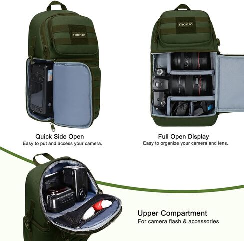 MOSISO Camera Sling Bag, DSLR/SLR/Mirrorless Tactical Camera Crossbody Bag Case Photography Slingpack with Tripod Holder & Removable Modular Inserts Compatible with Canon/Nikon/Sony/Fuji, Army Green in Saudi Arabia