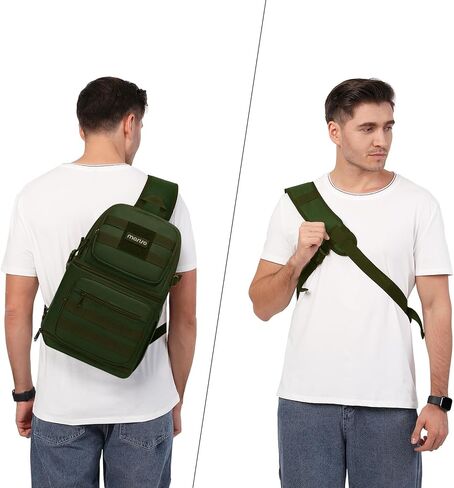 MOSISO Camera Sling Bag, DSLR/SLR/Mirrorless Tactical Camera Crossbody Bag Case Photography Slingpack with Tripod Holder & Removable Modular Inserts Compatible with Canon/Nikon/Sony/Fuji, Army Green in Saudi Arabia