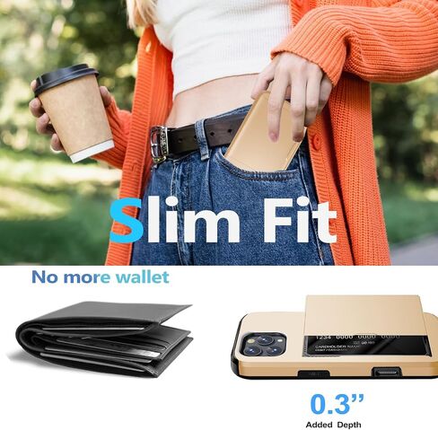 for iPhone 16 Pro Wallet Case with Card Holder + 2 Tempered Glass Screen Protector Protective Shockproof Hidden Card Slot Slim Case Women Men iPhone 16 Pro 6.3″ 2024 (Blue) in Saudi Arabia
