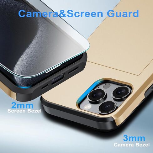 for iPhone 16 Pro Wallet Case with Card Holder + 2 Tempered Glass Screen Protector Protective Shockproof Hidden Card Slot Slim Case Women Men iPhone 16 Pro 6.3″ 2024 (Blue) in Saudi Arabia