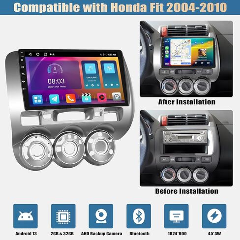 [2+32G] Android 13 Car Stereo for Honda Fit 2004-2010 with Wireless Carplay&Android Auto,9 Inch Car Radio with Mirror Link Bluetooth FM/RDS Radio WiFi GPS Navigation SWC+Backup Camera in Saudi Arabia