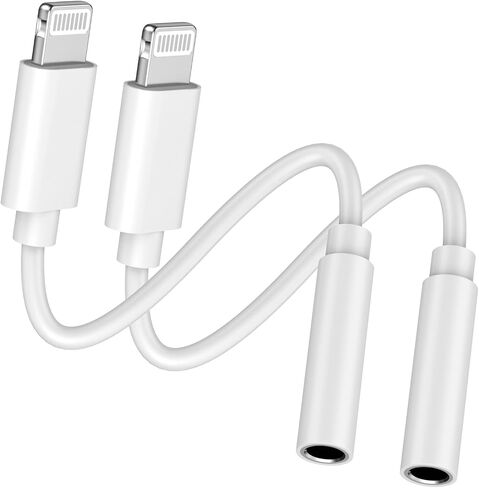 2 Pack [Apple MFi Certified] Apple Lightning to 3.5mm Headphone Jack Adapter, iPhone Aux Adapter Converter Dongle Audio Cable for iPhone 14 13 12 11 Pro Max XS XR X 8, Support Music Control & All iOS in Saudi Arabia